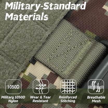 rabbitgoo Tactical Dog Harness for Small, Heavy Duty Pet Harness with Handle, No-Pull Service Vest Small Breed, Adjustable Military Dog Vest for Training Hunting Walking, Green Camo, S rabbitgoo