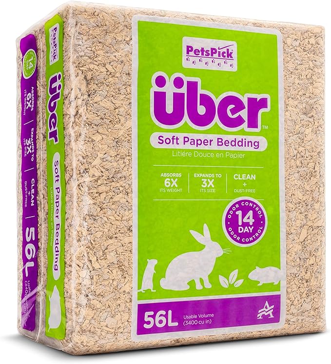 Uber Soft Paper Pet Bedding for Small Animals, Natural, 56L PetsPick%C2%AE