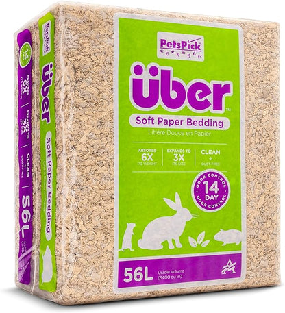 Uber Soft Paper Pet Bedding for Small Animals, Natural, 56L PetsPick%C2%AE