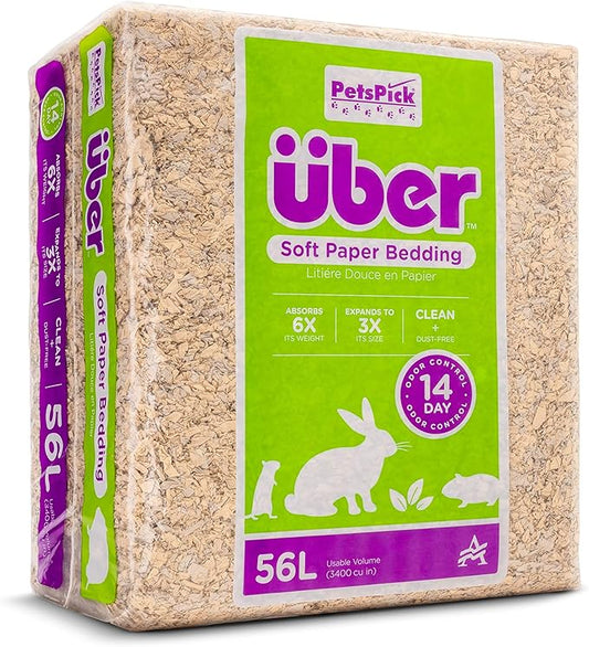 Uber Soft Paper Pet Bedding for Small Animals, Natural, 56L PetsPick%C2%AE