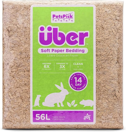 Uber Soft Paper Pet Bedding for Small Animals, Natural, 56L PetsPick%C2%AE