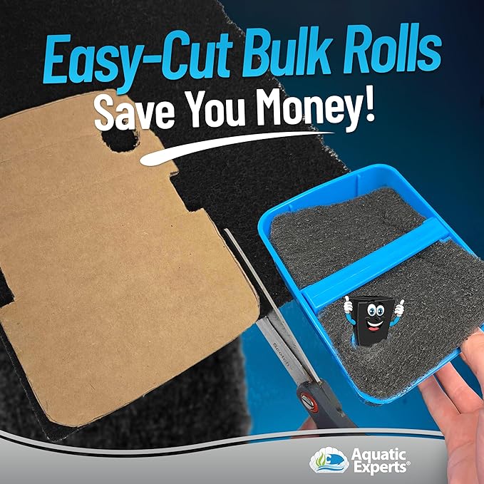 Aquarium Carbon Pad - Cut to Fit Carbon Infused Filter Pad Media for Crystal Clear Fish Tank and Ponds (24 Inch Width, 36 Inch Long) AquaticExperts