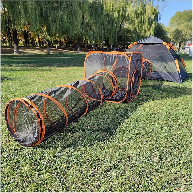 Catio Outdoor Cat Enclosures for Indoor Cats, 4-in-1 Outside Large Playground Include Portable Cat Tent and Tunnel, for Cats and Other Pets - PAWPICO