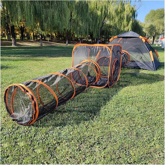 Catio Outdoor Cat Enclosures for Indoor Cats, 4-in-1 Outside Large Playground Include Portable Cat Tent and Tunnel, for Cats and Other Pets - PAWPICO