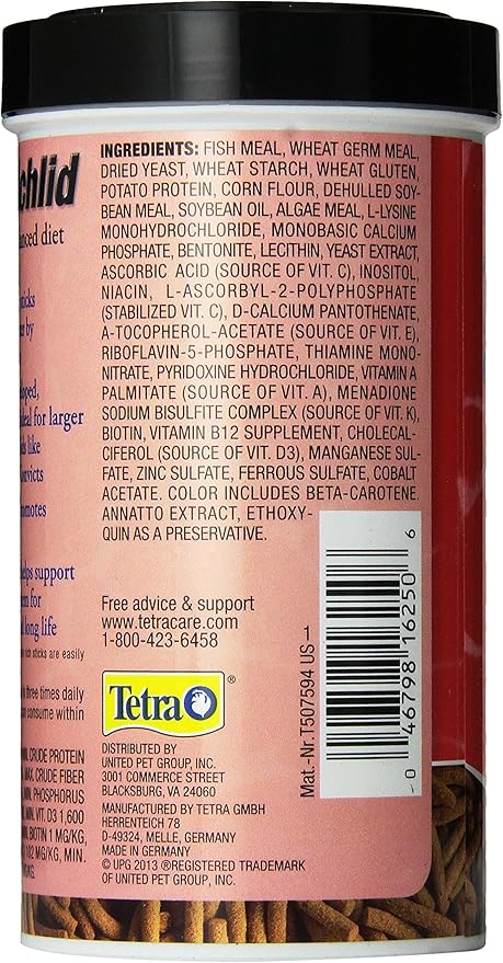 TetraCichlid Floating Cichlid Sticks 5.65 Ounces, Nutritionally Balanced Diet Tetra