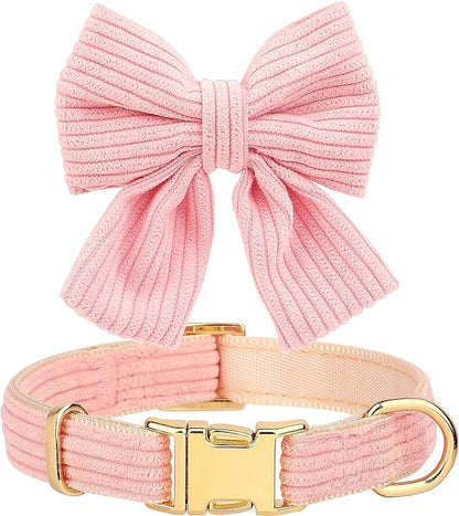 Didog Cute Small Dog Collar Harness & Leash Set, Adjustable Dog Collars and Leashes with Bowtie, Breathable Soft Mesh Padded Dog Vest for Puppies Small Dogs Walking,Pink, M Didog