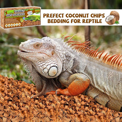 Legigo 2 Pack Coconut Chip Substrate for Reptiles, Natural Coco Husk Chip Reptiles Bedding, Compressed Coconut Chip Substrate for Snake, Tortoise, Ball Python, Gecko, Lizard Terrarium Tanks Legigo
