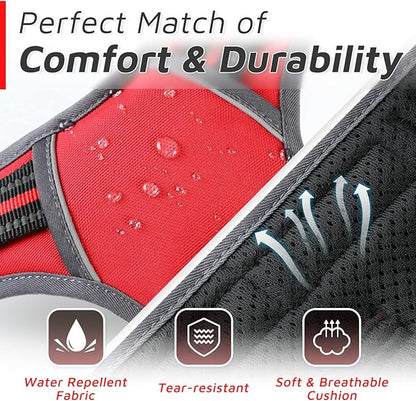 Eagloo Dog Harness Medium Sized Dog, No Pull Service Vest with Reflective Strips and Control Handle, Adjustable and Comfortable for Easy Walking, No Choke Pet Harness with 2 Metal Rings, Red, M GoExplorewithEagloo