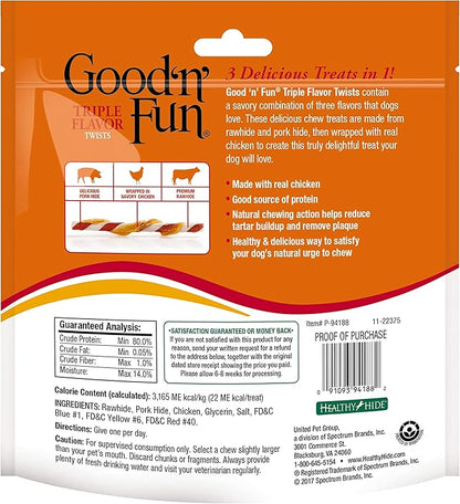 Good'n'Fun Good ‘N’ Fun Triple Flavor Twists, 70 Count (Pack of 12) - PAWPICO
