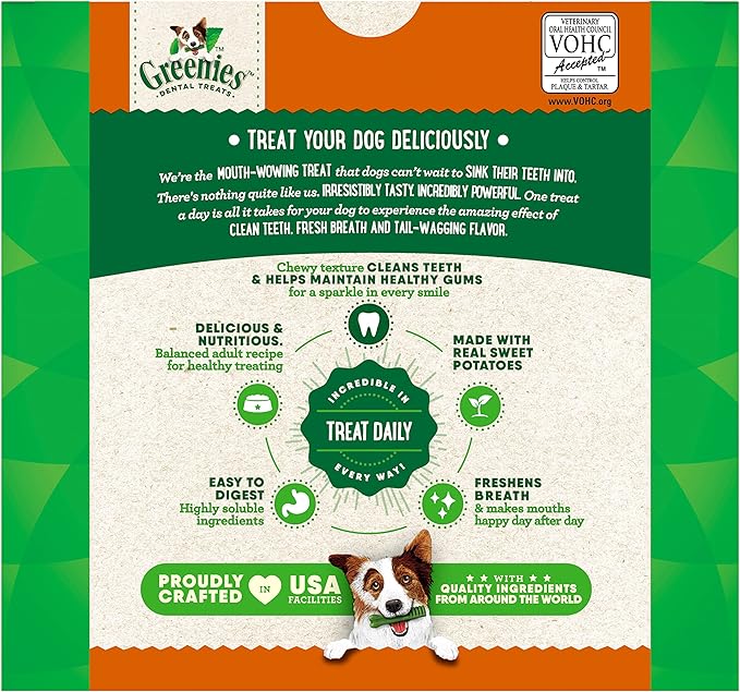 Greenies Regular Natural Dog Dental Treats, Sweet Potato Flavor, 36 oz. Pack (36 Treats) - PAWPICO