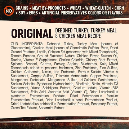 Wellness CORE Grain-Free High-Protein Dry Dog Food, Made in USA with Real Meat & Natural Ingredients, All Breeds, Adult Dogs (Turkey & Chicken, 26-lb) With Nutrients for Immune, Skin, & Coat Support - PAWPICO