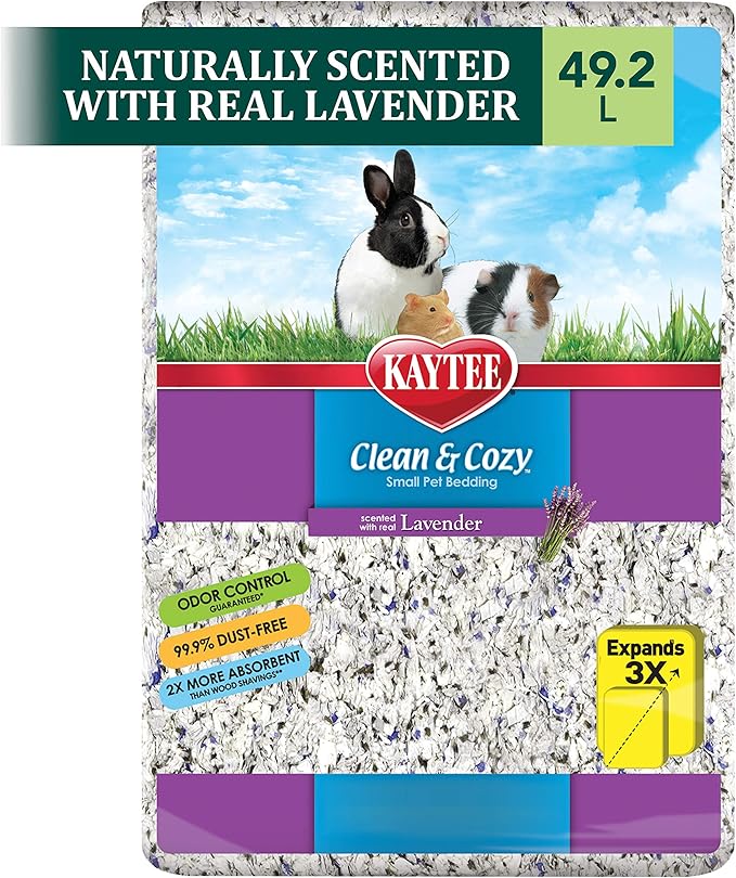 Kaytee Clean & Cozy Lavender Bedding For Pet Guinea Pigs, Rabbits, Hamsters, Gerbils, and Chinchillas, 49.2 Liters Kaytee