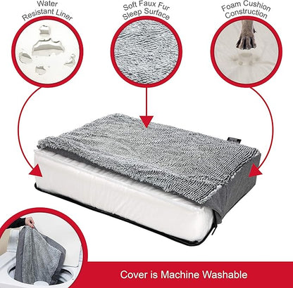 SportPet Designs Deluxe Dog Mattress, Water-Resistant Liner Pet Bed, Reversible, Top Memory Foam - Large, Gray (CM-10060-CS01) - PAWPICO