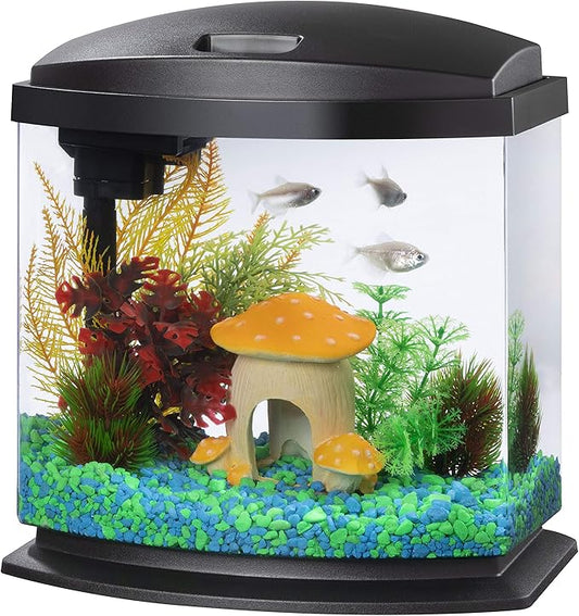 Aqueon LED MiniBow Small Aquarium Fish Tank Kit with SmartClean Technology, Black, 2.5 Gallon Aqueon