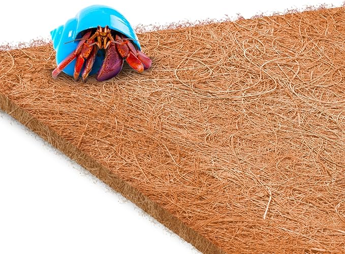 SunGrow Coco Fiber Hermit Crab & Reptile Carpet, Gecko Terrarium Liner, and Floor Bedding Substrate & Supplies, Climbing Wall Carpet & Mat for Hermit Crabs, 10" x 13", 1 Piece Per Pack SunGrow
