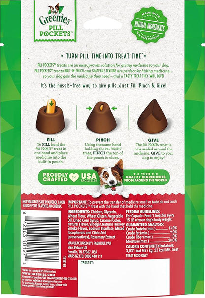 Greenies Pill Pockets for Dogs Capsule Size Natural Soft Dog Treats, Hickory Smoke Flavor, (6) 7.9 oz. Packs (180 Treats) - PAWPICO
