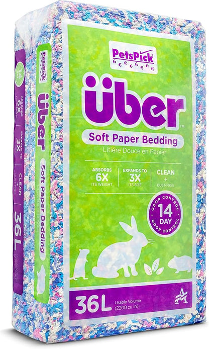 Uber Soft Paper Pet Bedding for Small Animals, Confetti, 36L PetsPick%C2%AE