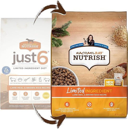 Rachael Ray Nutrish Limited Ingredient Diet Lamb Meal & Brown Rice Recipe, 6 Pounds (Packaging Design May Vary) - PAWPICO