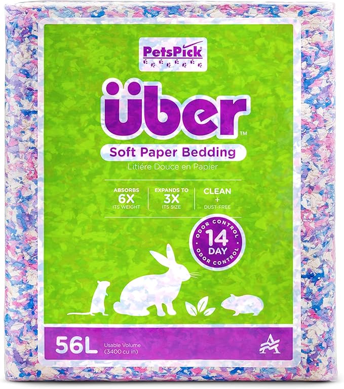 Uber Soft Paper Pet Bedding for Small Animals, Confetti, 56L PetsPick%C2%AE