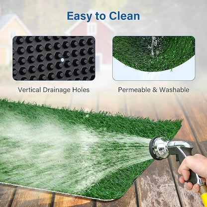 Artificial Grass for Dog Potty – 20x30 inch,Strong Absorbency Grass Pad, Dog Grass Pad with Tray, Dog Potty Training Pad, Dog Litter Box with Grass (20"x30" X2) - PAWPICO
