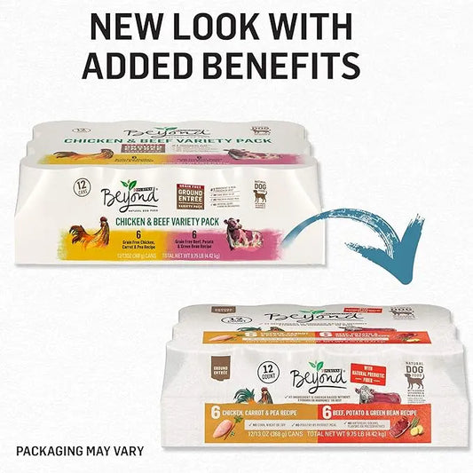 Purina Beyond Grain Free, Natural Pate Wet Dog Food, Chicken & Beef Recipe Variety Pack - (12) 13 oz. Cans - PAWPICO