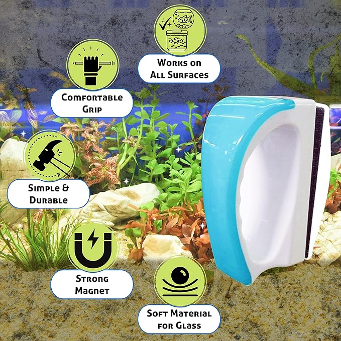 JOR Magnetic Scrubber for Aquarium Fish Tank, Scratch-Free Glass Scraper, Keep Hands Dry, Non-Slip, Self-Floating Strong Cleaning Magnet, Aquarium Cleaner for Acrylic Tanks (Large (30 gallons)) PAWPICO