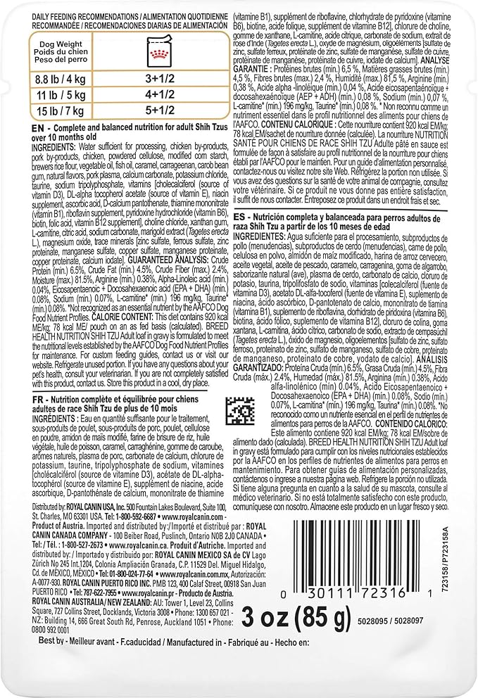 Royal Canin Adult Shih Tzu Wet Dog Food, 3 oz Pouch (Pack of 12) - PAWPICO