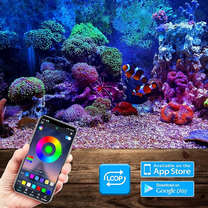 GreenSun Fish Tank Aquarium Light: Submersible Led Lamp - 15 Inch Waterproof Strip Spotlight with APP Control GreenSun