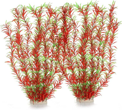 JIHAQUA Aquarium Decor Plastic Plants Extra Large 21 Inches Artificial Fish Tank Plants Tall Fish Tank Decorations (Wine 2pcs) JIHAQUA