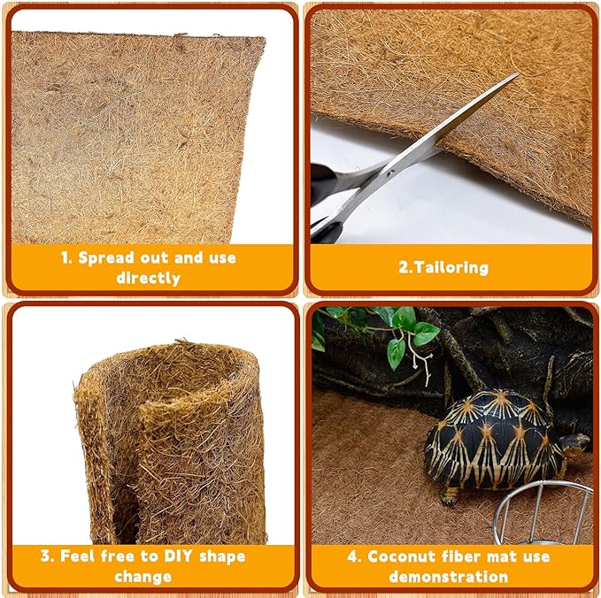 Hamiledyi Reptile Carpet Coconut Fiber Substrate Coco Liner Roll 118x15.7in Lizard Cage Mat Natural Coco Fiber Bedding for Bearded Dragon,Turtles,Iguana,Tortoise Pad Garden Decoration Hamiledyi