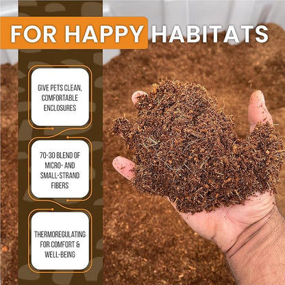 ReptiEarth Reptile Bedding, Fluffy Coconut Fiber Substrate 12 Quart Organic Coco Ready to Use for Bioactive Snake Terrarium, Lizard Tanks with Plants, for Frog, Tarantula or Hermit Crab Habitat ReptiChipPremiumSubstrate