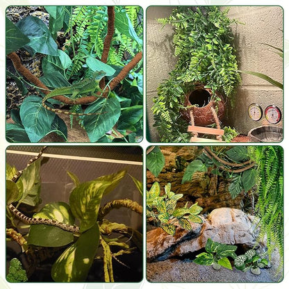 PINVNBY 7 PCS Reptile Plants Vine, Terrarium Hanging Flexible Climbing Artificial Leaves Reptile Hide, Bearded Dragon Tank Accessories, Terrarium Decor for Leopard Gecko Lizard Snake Geckos Chameleon PINVNBY