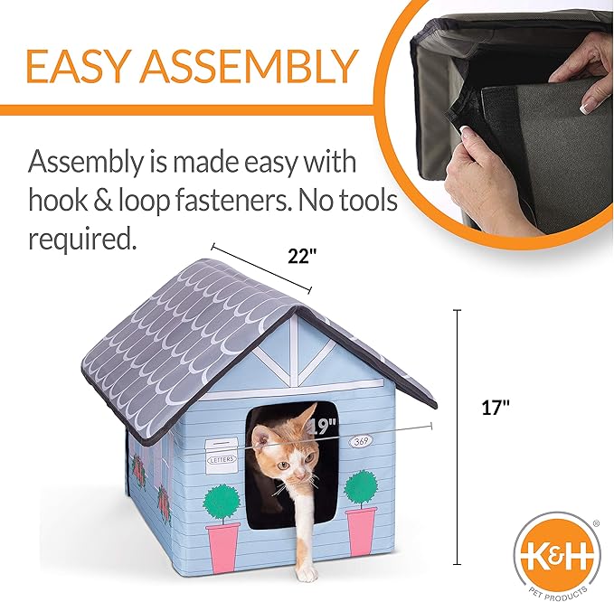 K&H Pet Products Outdoor Kitty House, Outdoor Cat House for Outside Community Cats, Strays, and Ferals, Insulated Shelter, Cold Weather House for Winter, 19 X 22 X 17 Inches (Unheated) Cottage Design - PAWPICO