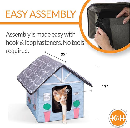 K&H Pet Products Outdoor Kitty House, Outdoor Cat House for Outside Community Cats, Strays, and Ferals, Insulated Shelter, Cold Weather House for Winter, 19 X 22 X 17 Inches (Unheated) Cottage Design - PAWPICO