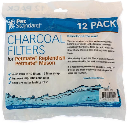 Filters for Petmate Replendish and Petmate Mason Pet Fountains, Pack of 12 For Dog - PAWPICO