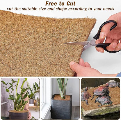 ZeeDix 10 Pieces Coconut Fiber Reptile Substrate Mat, 14 x 14 inches Natural Coco Coir Mat Turtle Bedding Tortoise Carpet Reptile Terrarium Liner for Lizard Snake Turtle Gecko Bearded Dragon ZeeDix