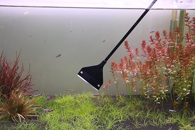 Aquarium Algae Scraper Cleaner Brush with 10 Stainless Steel Blades for Fish Reef Plant Glass Tank 26 Inch QANVEE