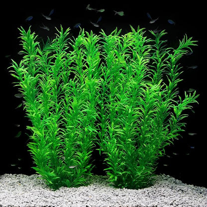 JIHAQUA Aquarium Decor Plastic Plants Extra Large 21 Inches Artificial Fish Tank Plants Tall Fish Tank Decorations (Green 2pcs) JIHAQUA