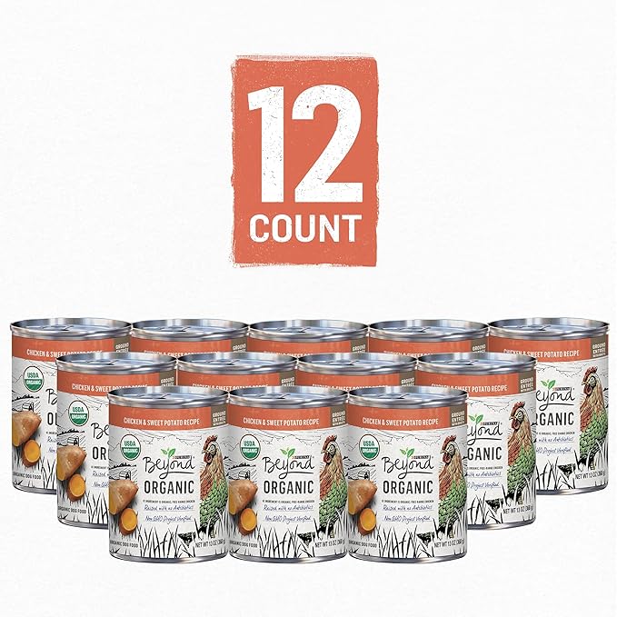 Purina Beyond Organic Wet Dog Food, Organic Chicken & Sweet Potato Adult Recipe Ground Entrée With Broth - (Pack of 12) 13 oz. Cans - PAWPICO