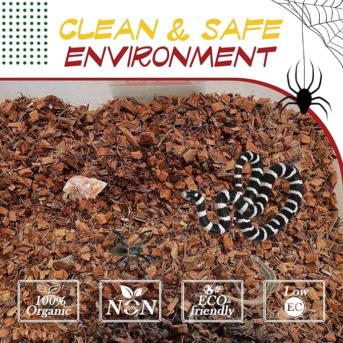LEICHTEN 7.7LB Coconut Husk Substrate for Reptiles,56 Quart Compressed Coconut Fiber Chips Bearded Dragon Leopard Gecko Snake Bedding Ball Python Tank Accessories LEICHTEN