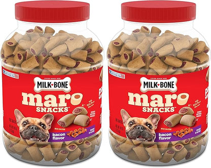 Milk-Bone MaroSnacks Dog Treats, Bacon Flavor with Real Bone Marrow and Calcium, 40 Ounce (Pack of 2) - PAWPICO