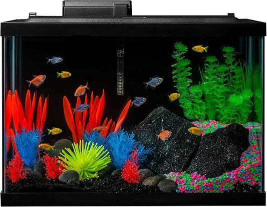 GloFish 20 Gallon Aquarium Kit with LED Lights, Decor Heater and Filter GloFish