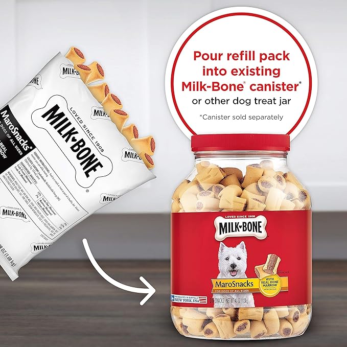 Milk-Bone MaroSnacks Dog Treats, 38 Ounce Refill Packs (Pack of 2) with Real Bone Marrow and Calcium - PAWPICO