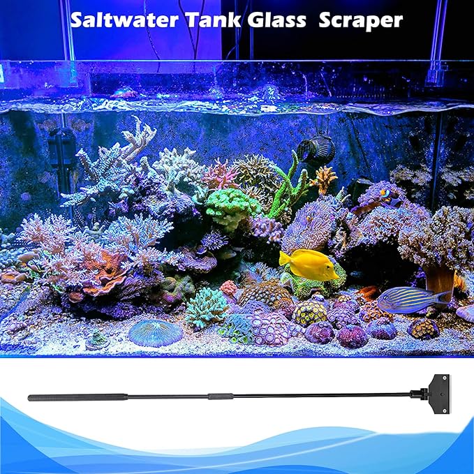 Aquarium Algae Scraper,Aquarium Glass Cleaner,Fish Tank Cleaner, Aquarium Scraper with 10 Blades,26 Inch. Pronetcus