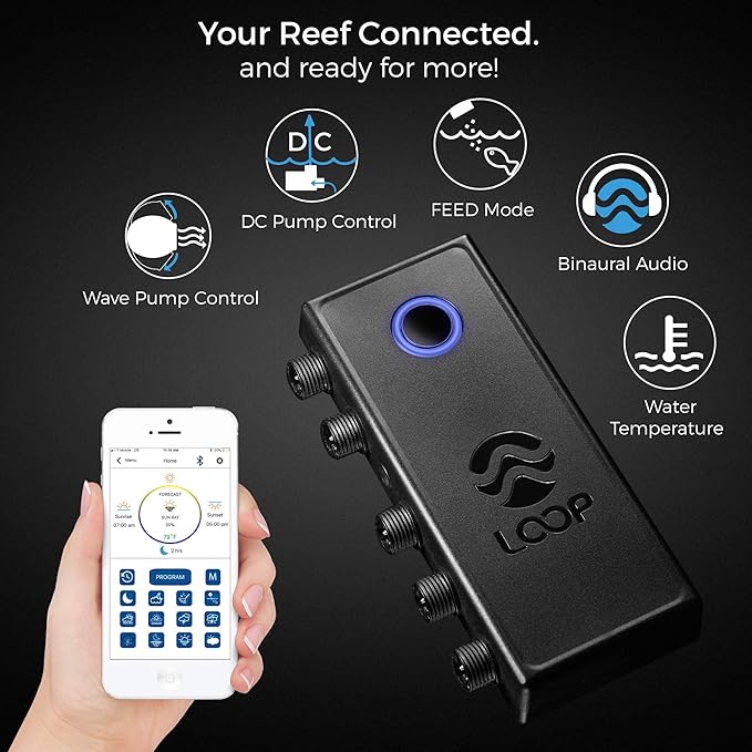 CURRENT USA 36-48" Inch Orbit Marine IC Loop LED Saltwater Reef Marine Aquarium Light with Bluetooth App Control | Wireless Lighting & eFlux Wave Pump Control for Fish Tank (4206) Current+USA