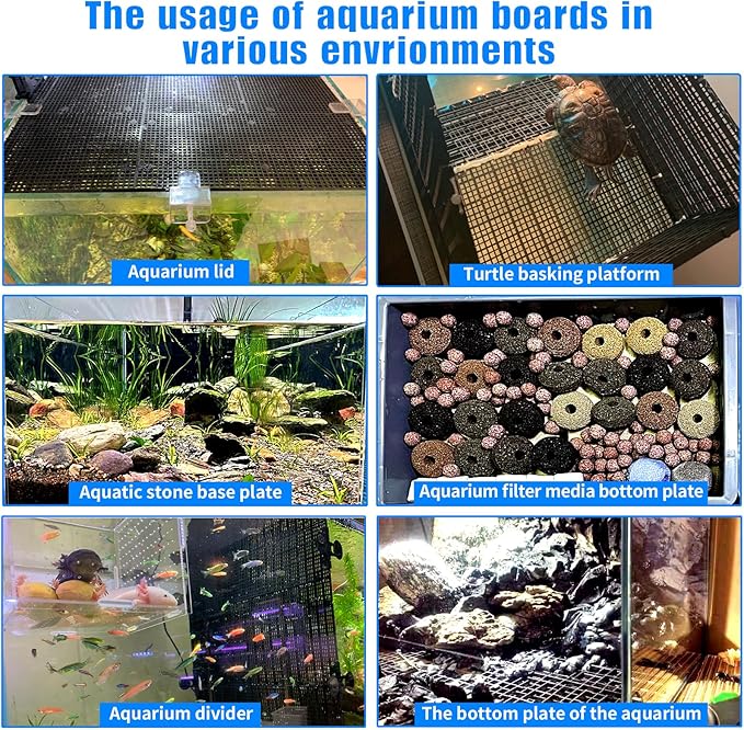 8pcs Fish Tank Divider with 10 pcs Suction Cups DIY Adjustable Aquarium Divider Filter Bottom Fish Tank Isolation Board Egg Crate Weramics