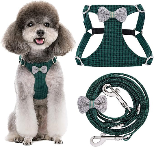 Puppytie No Pull xs Dog Harness with Multifunction Dog Leash,Soft Adjustable No Choke Escape Proof Pet Harness Vest,Knitted Green,xs Puppytie