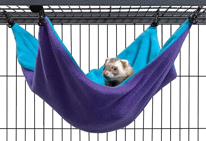 MidWest Homes for Pets Ferret Nation Large Hammock for Ferret Nation & Critter Nation Small Animal Cages | Measures 17L x 13W x 8H- inches,Purple/Teal MidWestHomesForPets