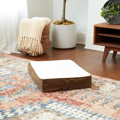 Happy Hounds Oscar Rectangle Orthopedic Foam Sherpa Dog Bed, Extra Small (24 x 18 in.), Mocha - PAWPICO
