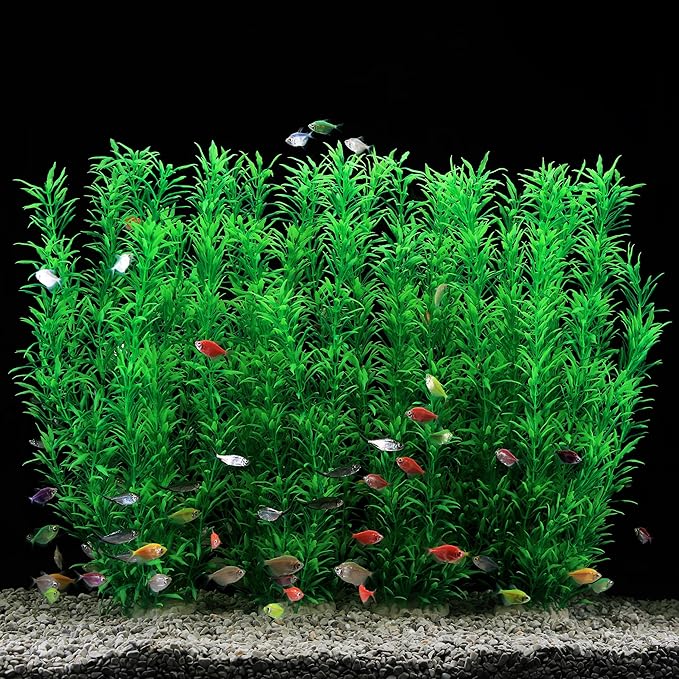 JIHAQUA 2 Pack Aquarium Decor Plastic Plants Extra Large 21 Inches Tall Fish Tank Decorations (Green 4pcs) JIHAQUA